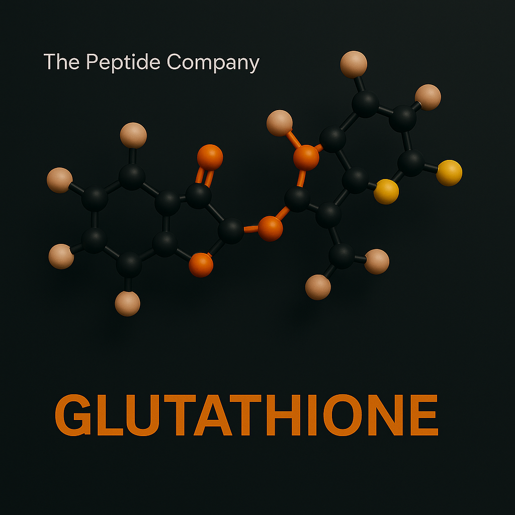 Glutathione molecular structure illustrating cellular redox balance and antioxidant defense pathways