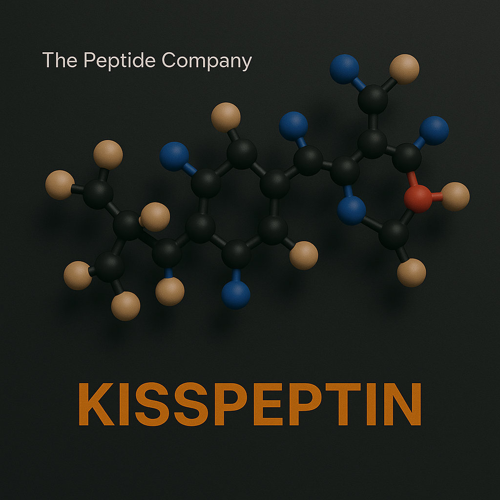 Kisspeptin peptide structure illustrating hypothalamic–pituitary–gonadal axis regulation and reproductive signaling pathways
