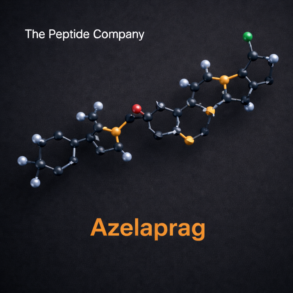 AzelaPrag small-molecule structure illustrating GHS-R1a (ghrelin receptor) agonist research compound on dark background