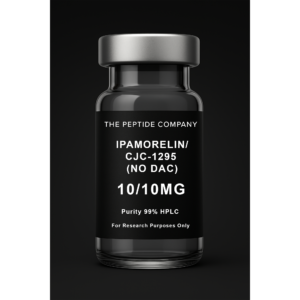 black vial of a peptide from the peptide company of ipamorelin with cjc